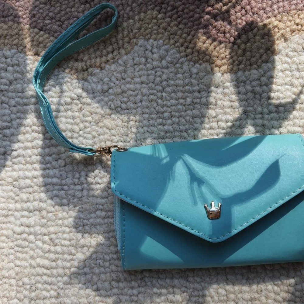 Turquoise and pink wallet